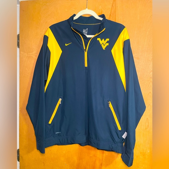 WVU Nike fitstorm gold and blue mens small pullover jacket. Excellent condition. - Picture 1 of 7